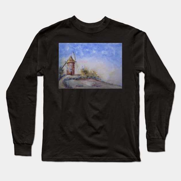 Windmill, Gontaud-de-Nogaret, Lot-et-Garonne, France Long Sleeve T-Shirt by FrancesArt